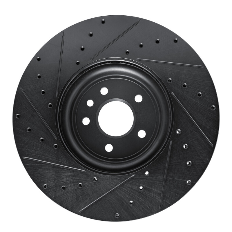 Jaguar XF Brake Rotor (1) - Front Right - R1 Concepts - Drilled & Slotted - Black - `16-`24